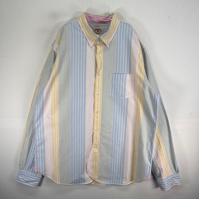 古着 ブルックスブラザーズ Brooks Brothers 長袖シャツ ストライプ 胸ポケ ボタンダウン 2XL マルチカラー ストライプ メンズ