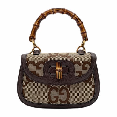 GUCCI グッチ バンブー ハンドバッグ
キャンバス レザー ブラウン レディース
【中古】