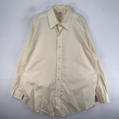 古着 ブルックスブラザーズ Brooks Brothers USA製 長袖シャツ USA製 L イエロー系 無地 メンズ