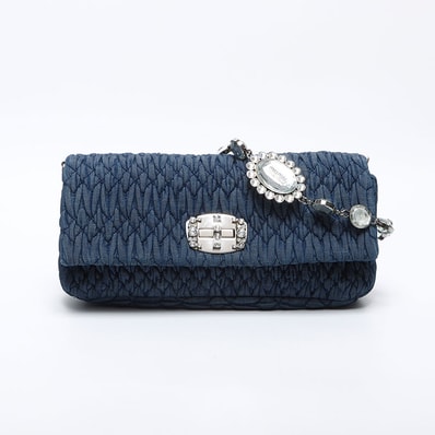 ミュウ ミュウ Miu Miu マテラッセ デニム クリスタル ショルダーバッグ【中古】