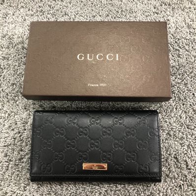 GUCCI Guccissima Flap Long Wallet "Black"