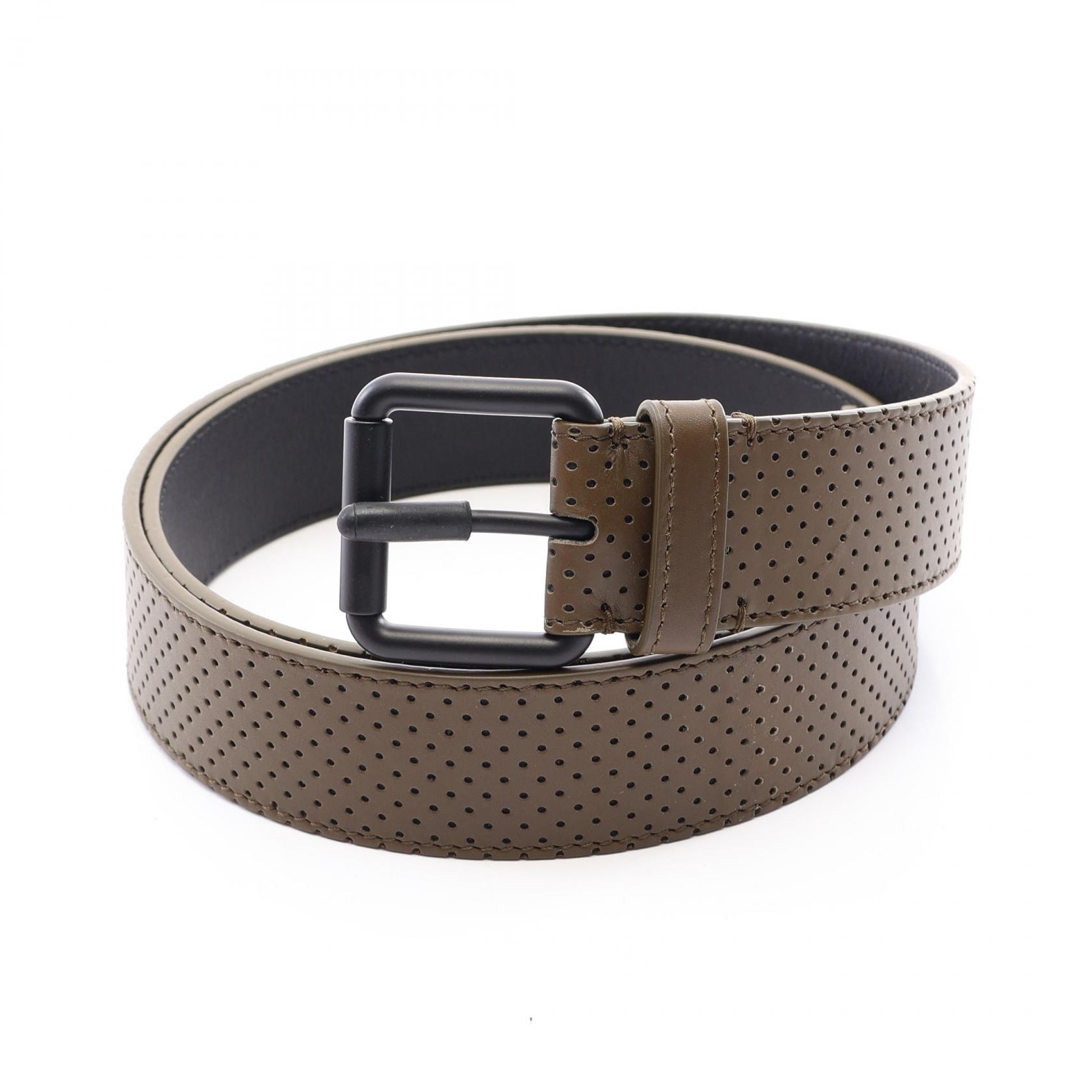 ボッテガヴェネタ BOTTEGA VENETA パンチング ベルト 衣料品 レザー レディース カーキ系 【中古】