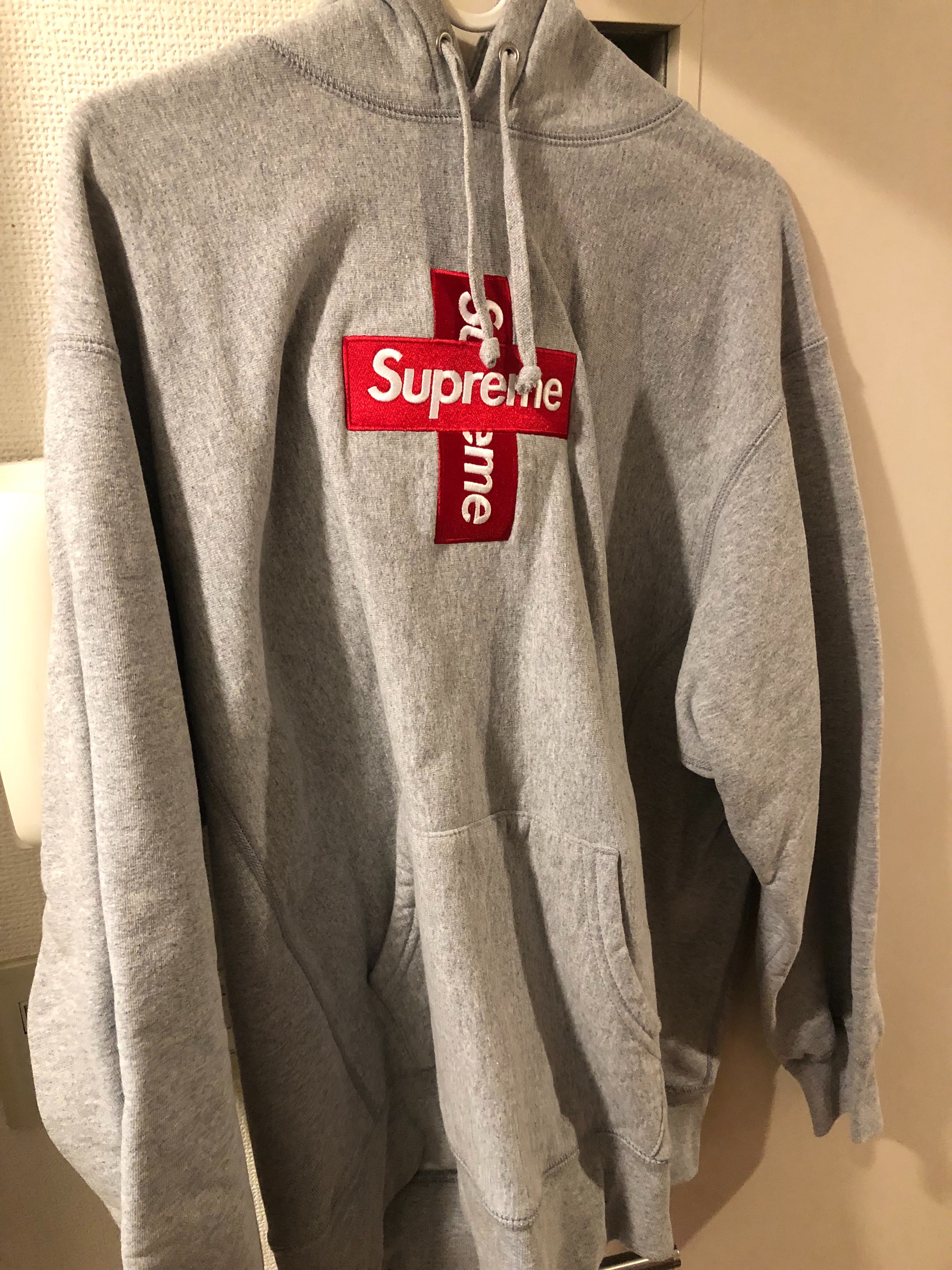 Supreme Cross Box Logo Hooded Sweatshirt "Grey"