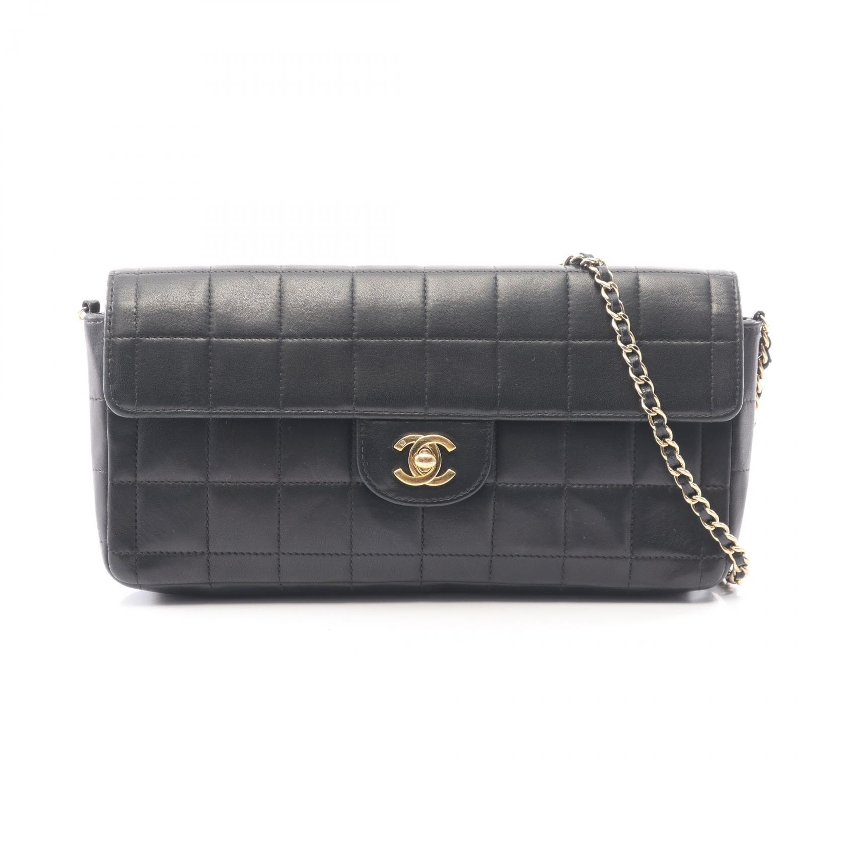 シャネル CHANEL チョコバー ショルダーバッグ バッグ ラムスキン(羊革) レディース ブラック系 【中古】