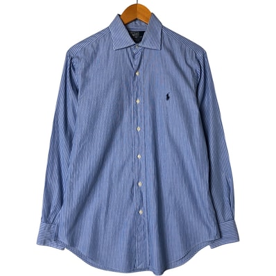 古着 ラルフローレン Ralph Lauren POLO by Ralph Lauren 長袖 ワイドカラー コットンストライプシャツ メンズM相当/eaa586986