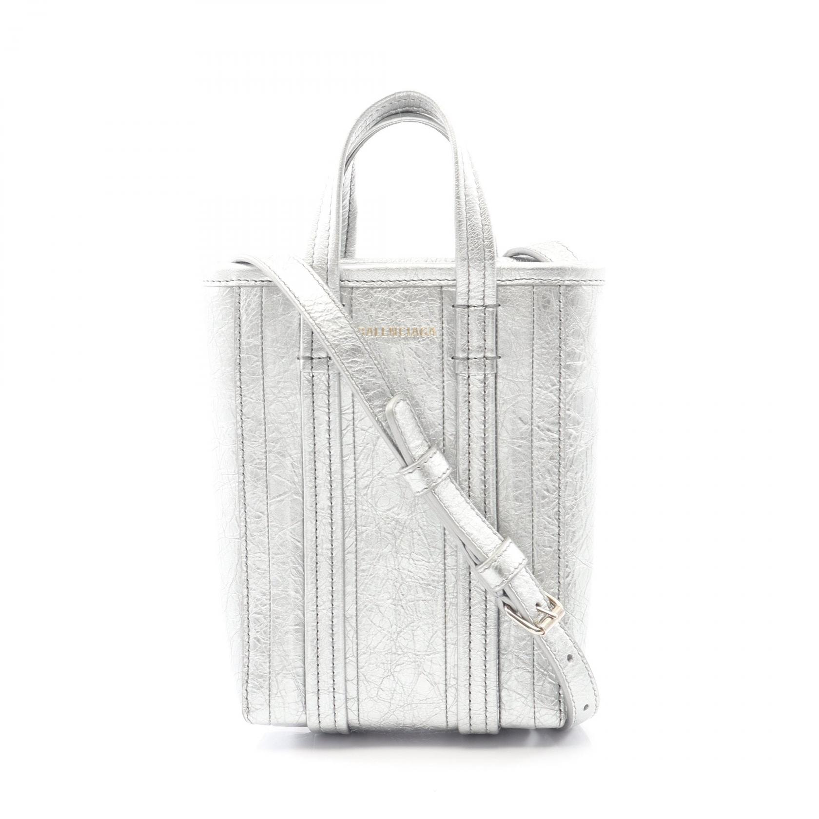 バレンシアガ BALENCIAGA バーブ フォンホルダー ショルダーバッグ バッグ レザー レディース シルバー系 693793 【中古】