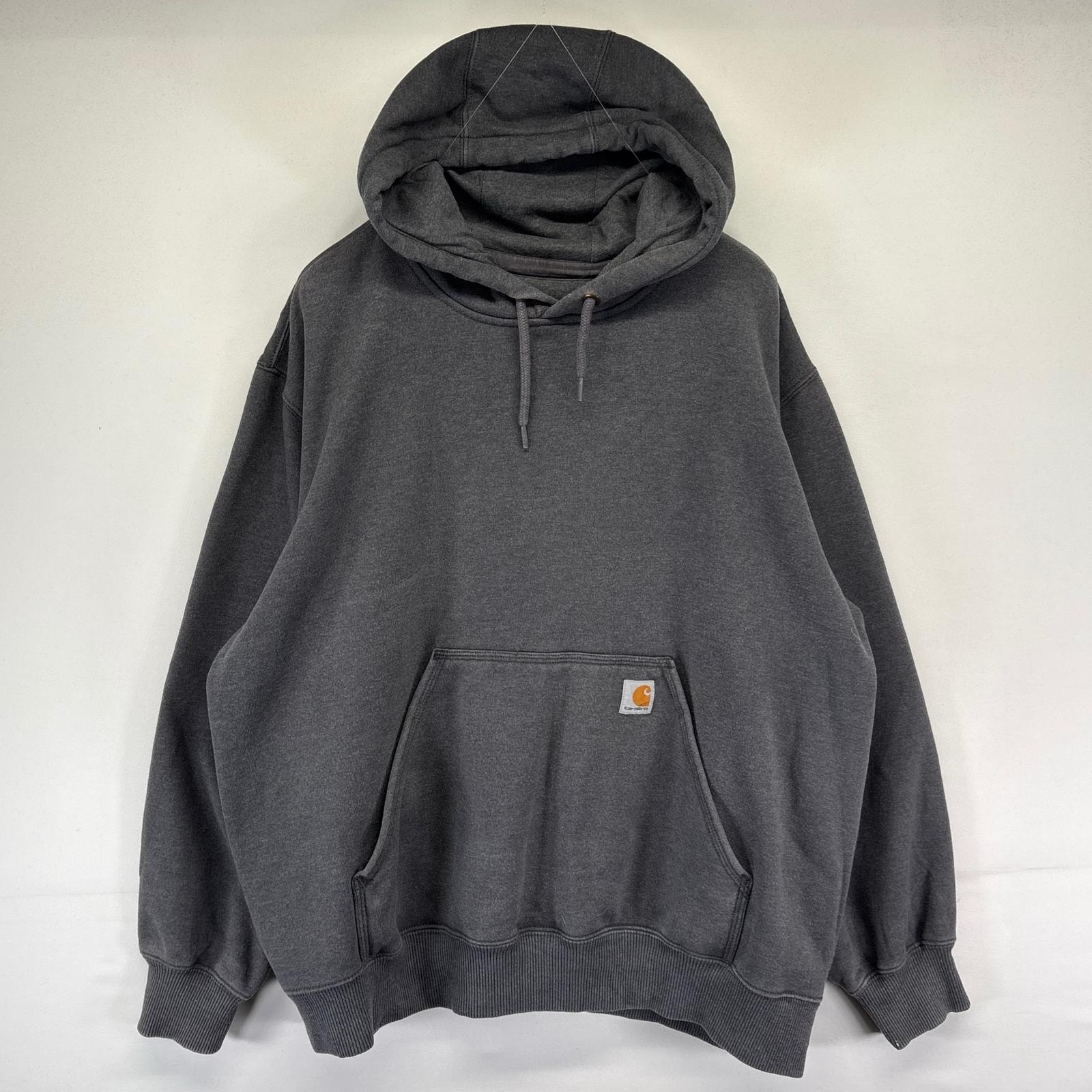 古着 カーハート Carhartt パーカー プルオーバー スウェット 大きいサイズ ワンポイントロゴ ORIGINAL FIT 2XL  グレー系 メンズ