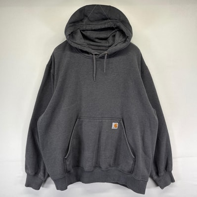 古着 カーハート Carhartt パーカー プルオーバー スウェット 大きいサイズ ワンポイントロゴ ORIGINAL FIT 2XL グレー系 メンズ