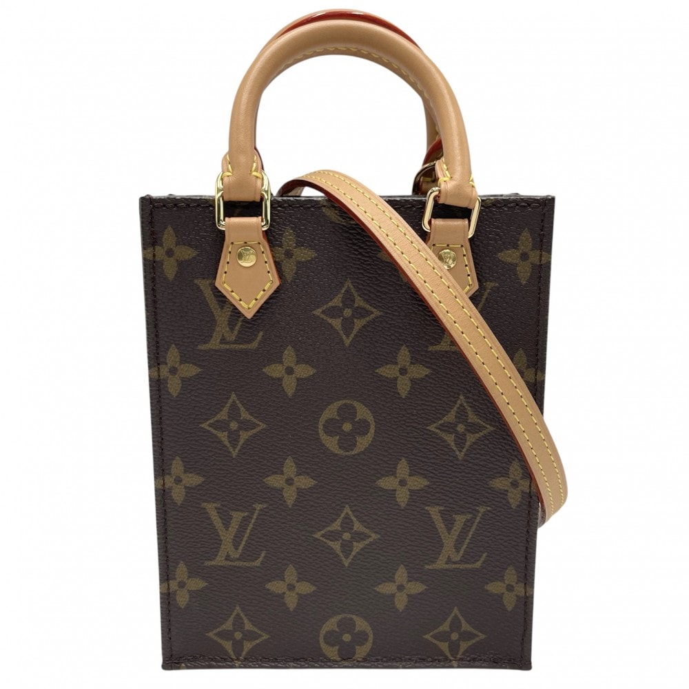 LOUIS VUITTON ルイヴィトン 2WAY モノグラム プティットサックプラ ミニショルダーバッグ ハンドバッグ 斜め掛け ポシェット M69442    ブラウン 茶 ゴールド金具 レディース 美品【中古品】