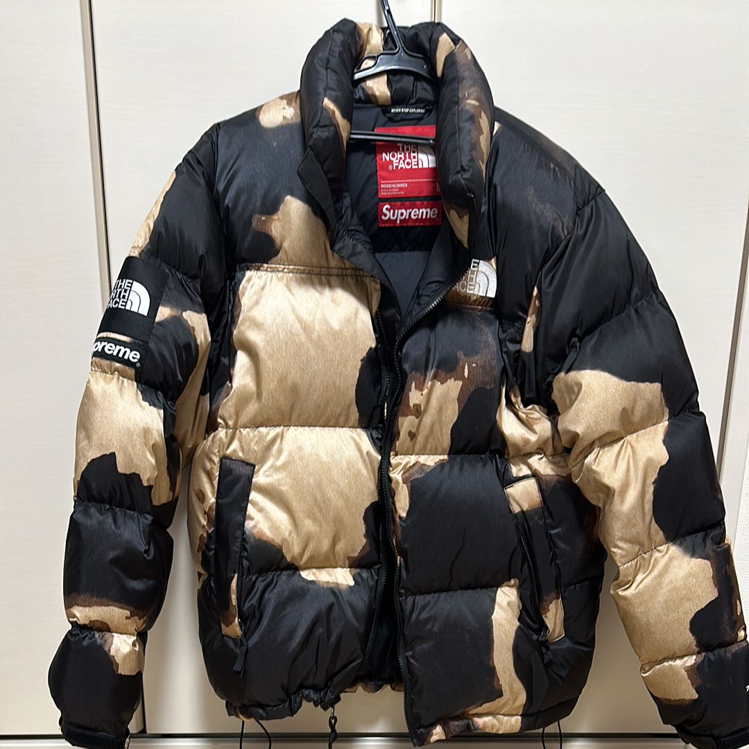 Supreme x The North Face Bleached Denim Print Nuptse Jacket "Black"