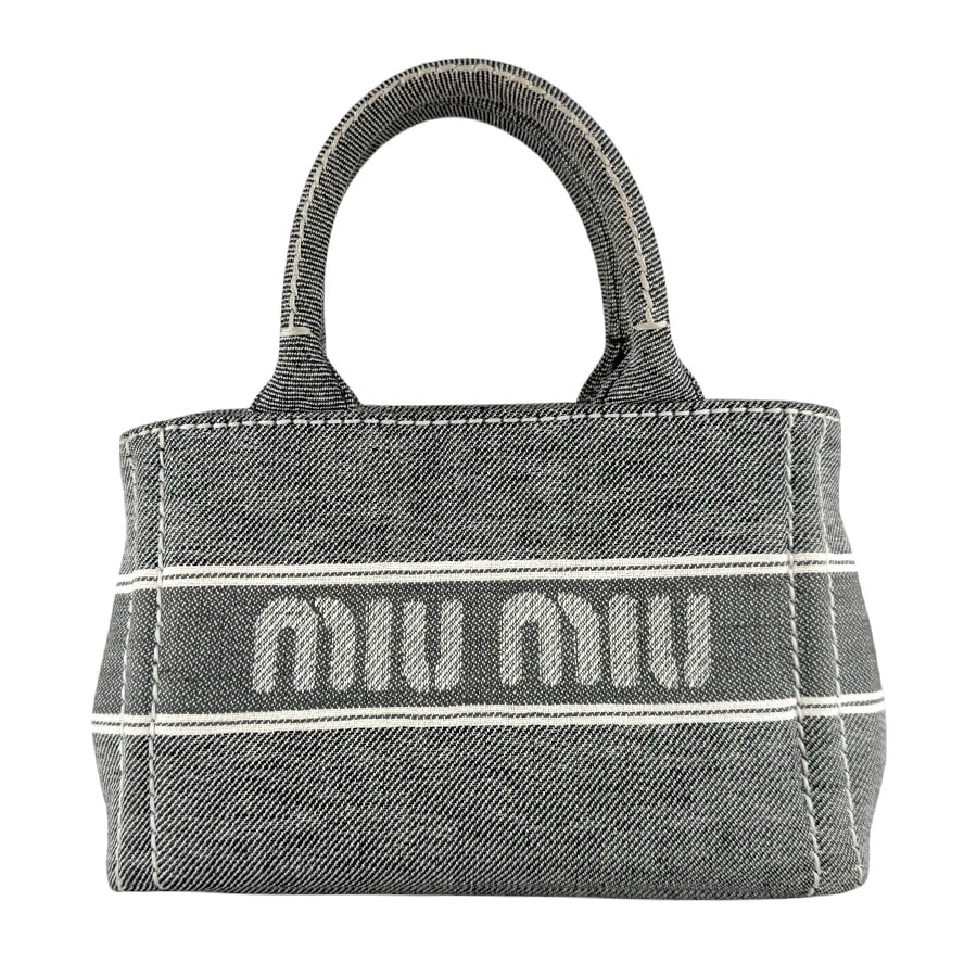ミュウミュウ MIUMIU ハンドバッグ ショルダーバッグ キャンバス ブラック系 レディース 5BA219【中古】 z9477