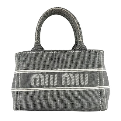 ミュウミュウ MIUMIU ハンドバッグ ショルダーバッグ キャンバス ブラック系 レディース 5BA219【中古】 z9477