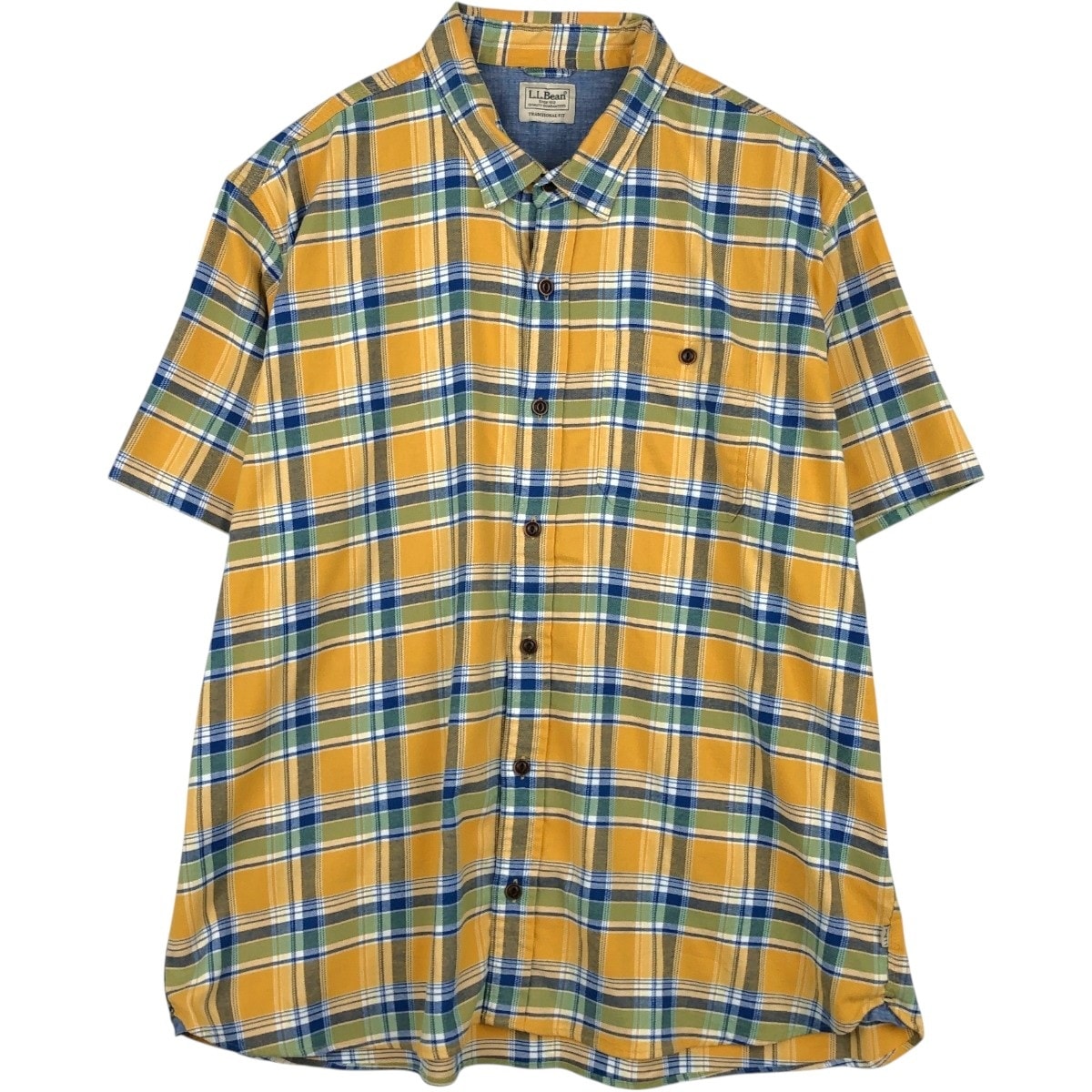 古着 エルエルビーン L.L.Bean TRADITIONAL FIT チェック柄 半袖 ポリコットンシャツ メンズXL相当/eaa660962
