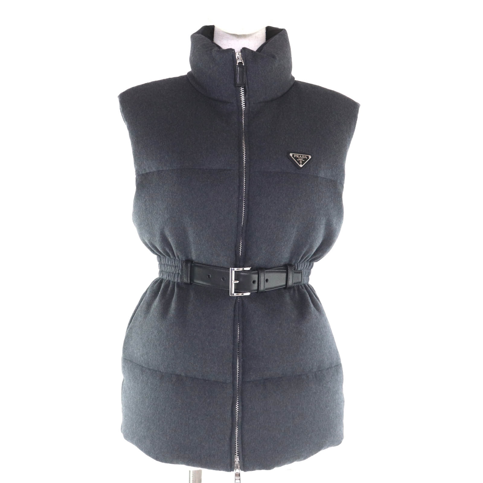 未使用品 プラダ ダウンベスト グレー レディース 36 29S131