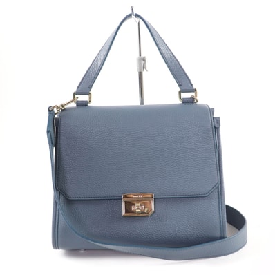 極美品 バリー ショルダーバッグ Bloommy.O ブルー レディース