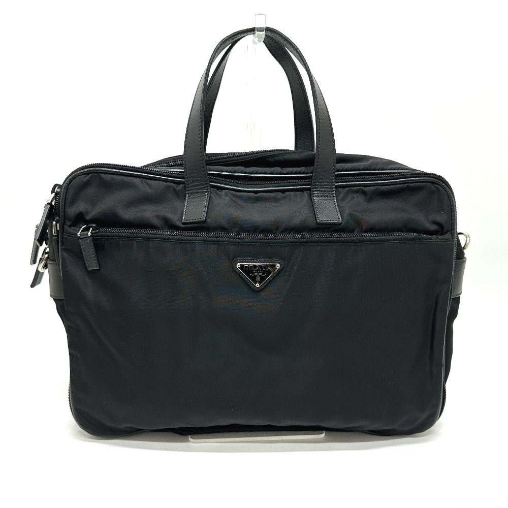 プラダ PRADA トライアングルロゴ 2VE407 2WAY カバン 肩掛け 斜め掛け ビジネスバッグ ナイロン/レザー ブラック