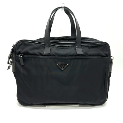 プラダ PRADA トライアングルロゴ 2VE407 2WAY カバン 肩掛け 斜め掛け ビジネスバッグ ナイロン/レザー ブラック