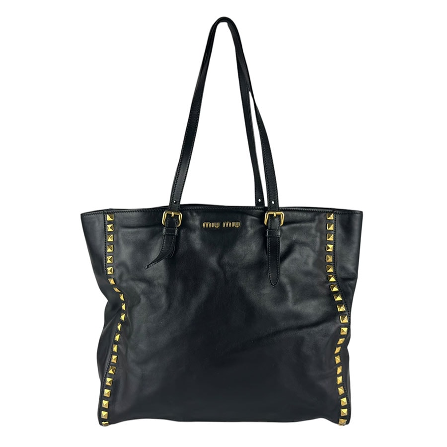 ミュウミュウ MIUMIU ショルダーバッグ レザー ブラック レディース RR1906【中古】 z9781
