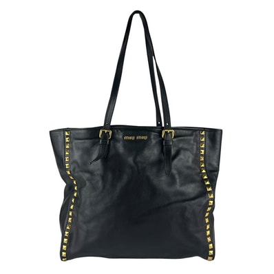 ミュウミュウ MIUMIU ショルダーバッグ レザー ブラック レディース RR1906【中古】 z9781