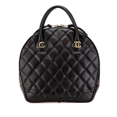 シャネル マトラッセ ココマーク ハンドバッグ ブラック ラムスキン レディース CHANEL 【中古】
