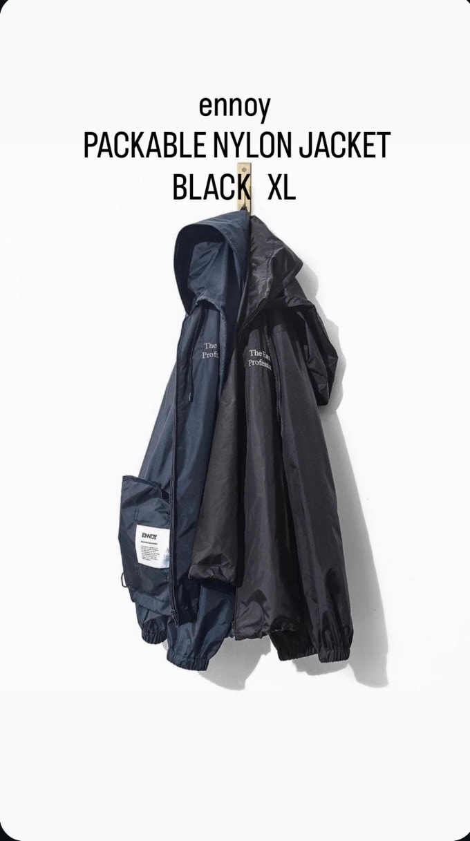 エンノイ パッカブル ナイロン ジャケット "ブラック" SS24BRENJK02LP