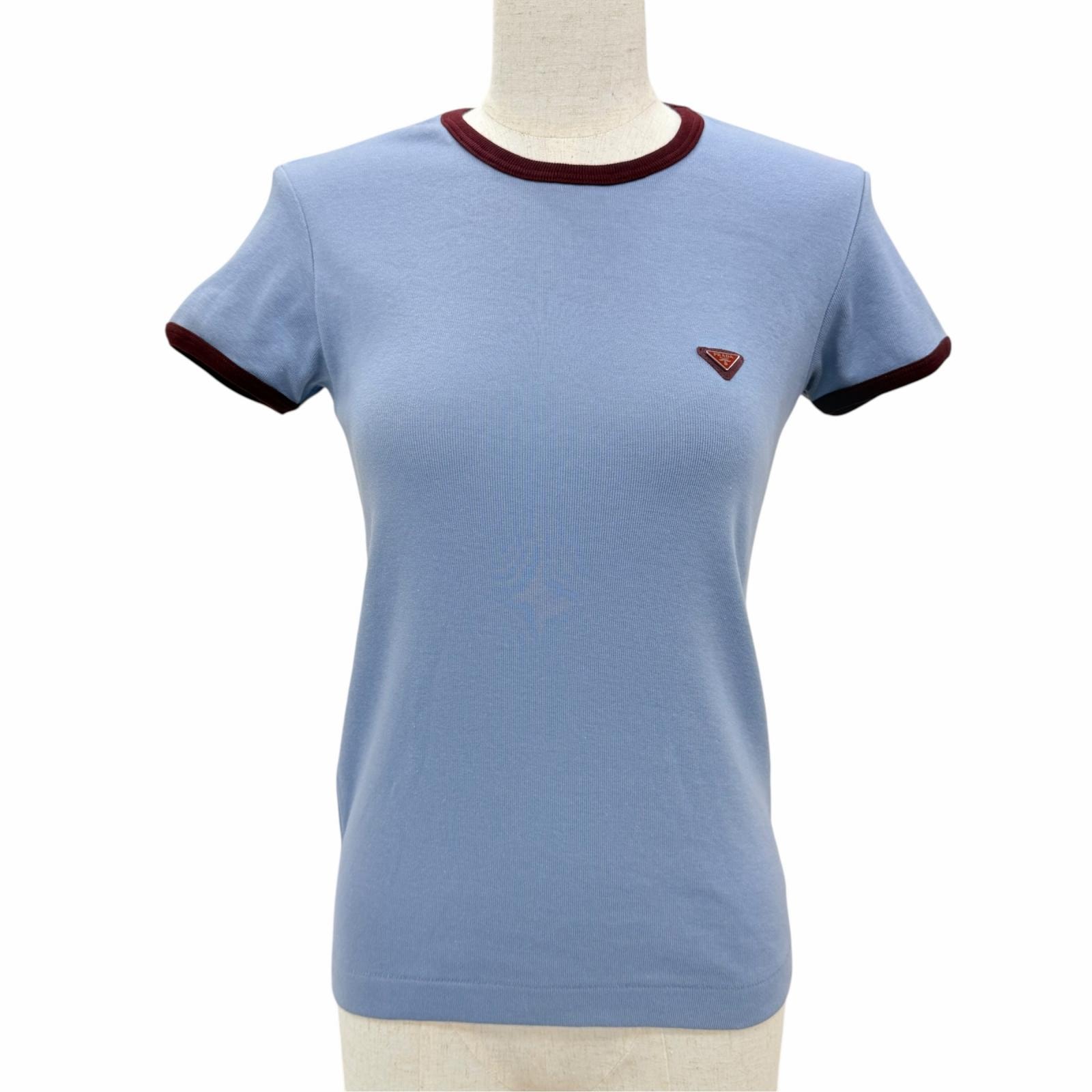 極美品 プラダ 半袖Tシャツ ブルー レディース IT 36 39658