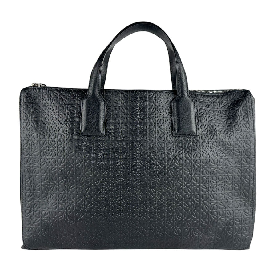 ロエベ LOEWE ハンドバッグ ビジネスバッグ アナグラム レザー ブラック メンズ【中古】 z9541