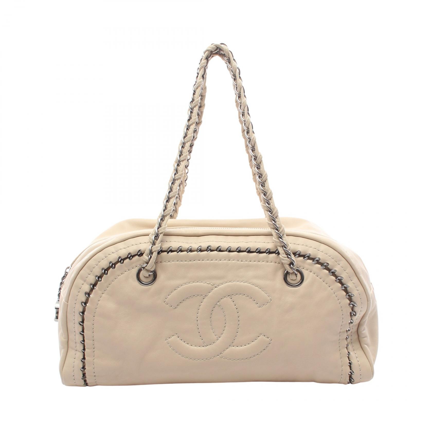 シャネル CHANEL ココマーク ミニボストン ショルダーバッグ バッグ レザー レディース ベージュ系 【中古】