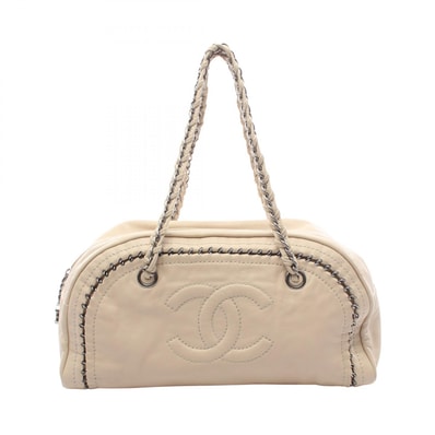 シャネル CHANEL ココマーク ミニボストン ショルダーバッグ バッグ レザー レディース ベージュ系 【中古】