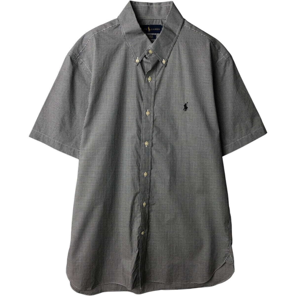 古着 ラルフローレン Ralph Lauren CUSTOM FIT PUREPRESS ギンガムチェック 半袖 ボタンダウン チェックシャツ メンズL相当/eaa637719