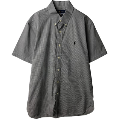 古着 ラルフローレン Ralph Lauren CUSTOM FIT PUREPRESS ギンガムチェック 半袖 ボタンダウン チェックシャツ メンズL相当/eaa637719