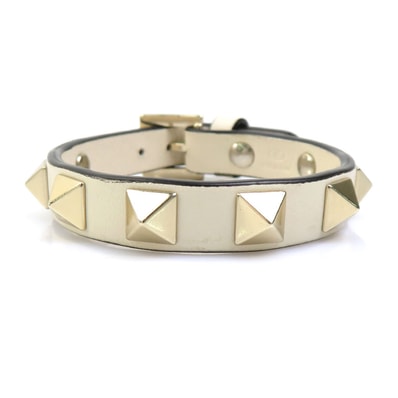 ヴァレンティノ ガラヴァーニ Valentino Garavani ブレスレット レザー/メタル アイボリー/ライトゴールド レディース【中古】 e62025c