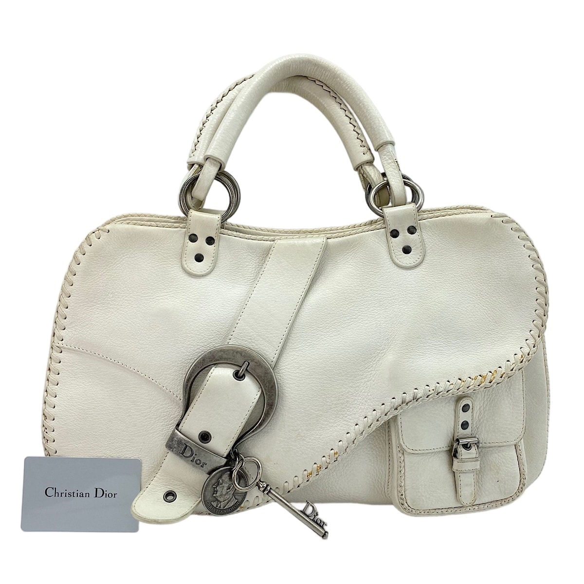 ディオール Dior レザー ガウチョ ハンドバッグ【中古】