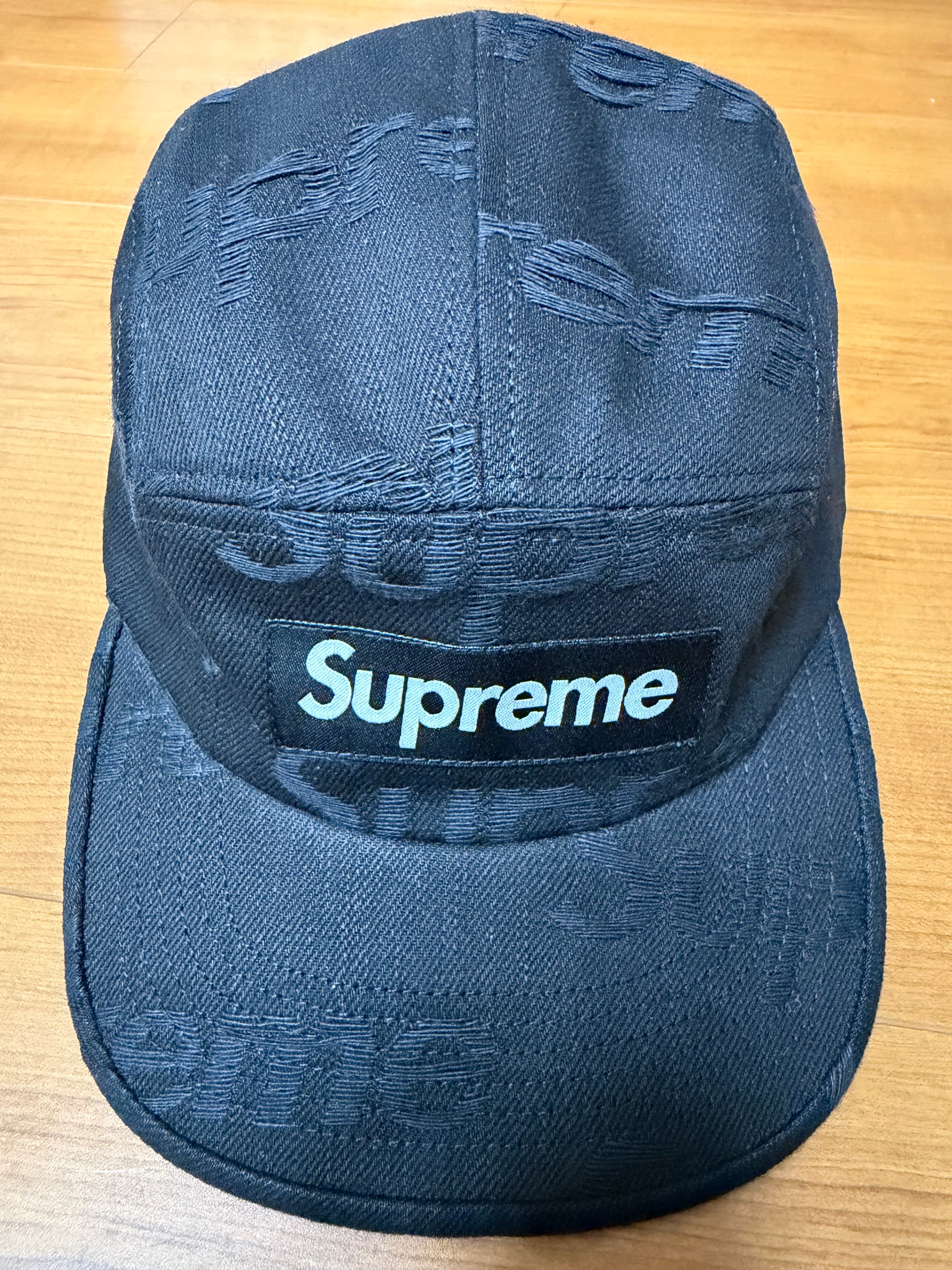 Supreme Jacquard Logos Denim Camp Cap "Black"