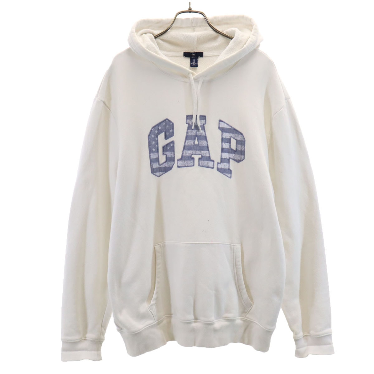 GAP ギャップ 長袖 スウェットパーカー L ホワイト プルオーバー 裏起毛