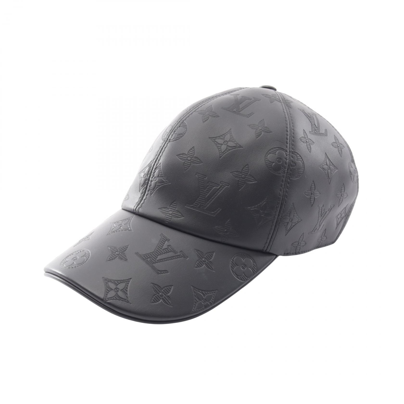 ルイ・ヴィトン LOUIS VUITTON モノグラム シャドウ キャップ 帽子 レザー メンズ ブラック系 M76581 【中古】