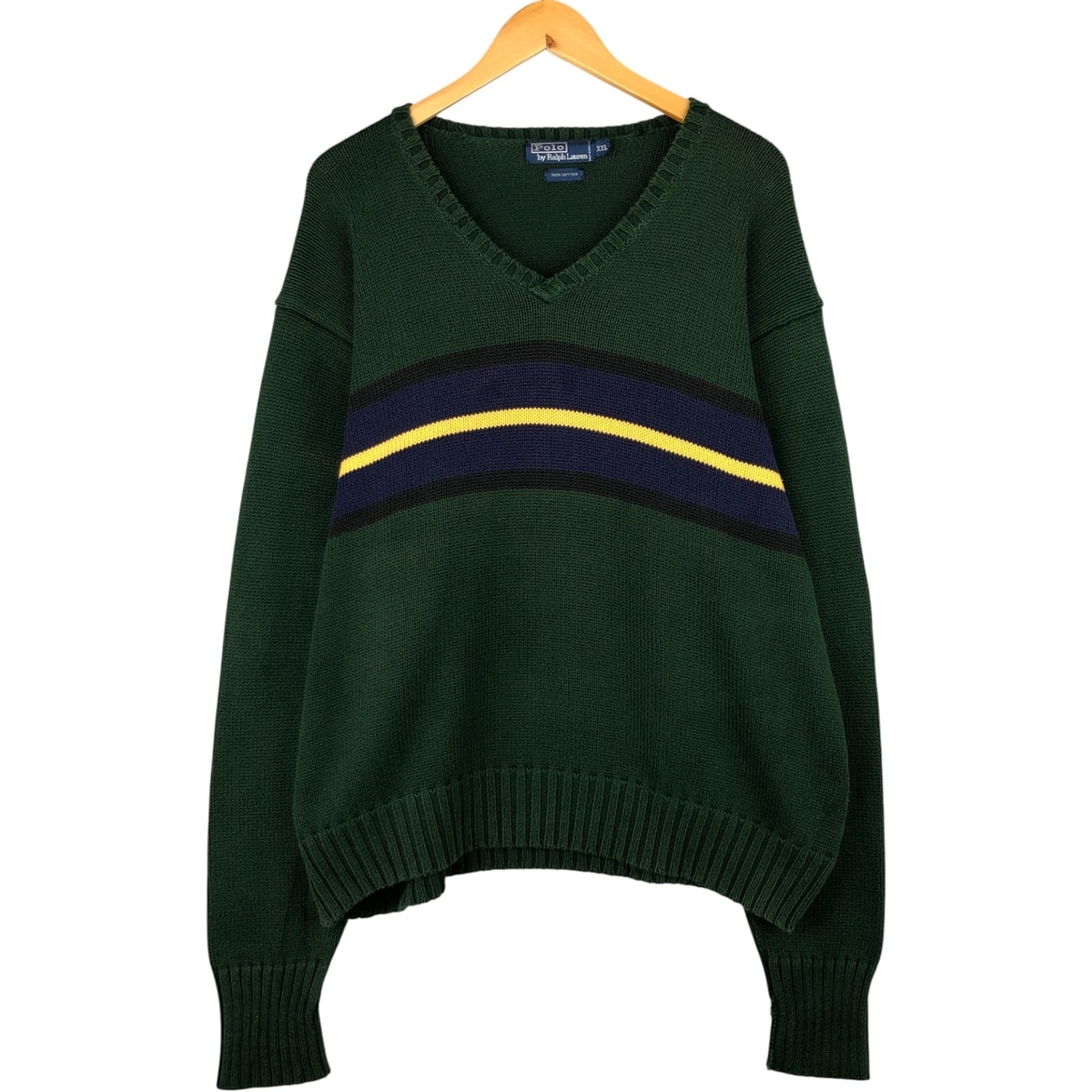 古着 ラルフローレン Ralph Lauren POLO by Ralph Lauren Vネック コットンニットセーター メンズXXL相当/eaa588993