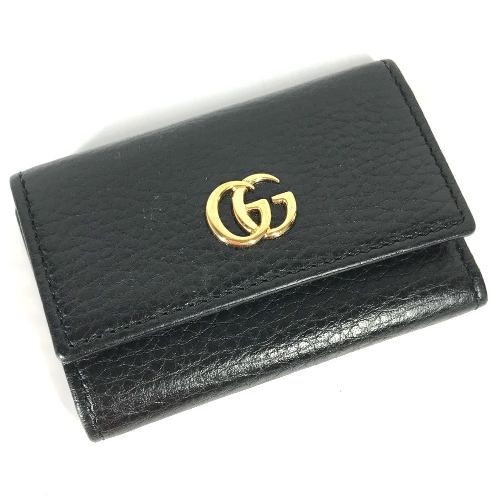 グッチ GUCCI GGマーモント 456118 鍵 6連 キーケース レザー ブラック 美品