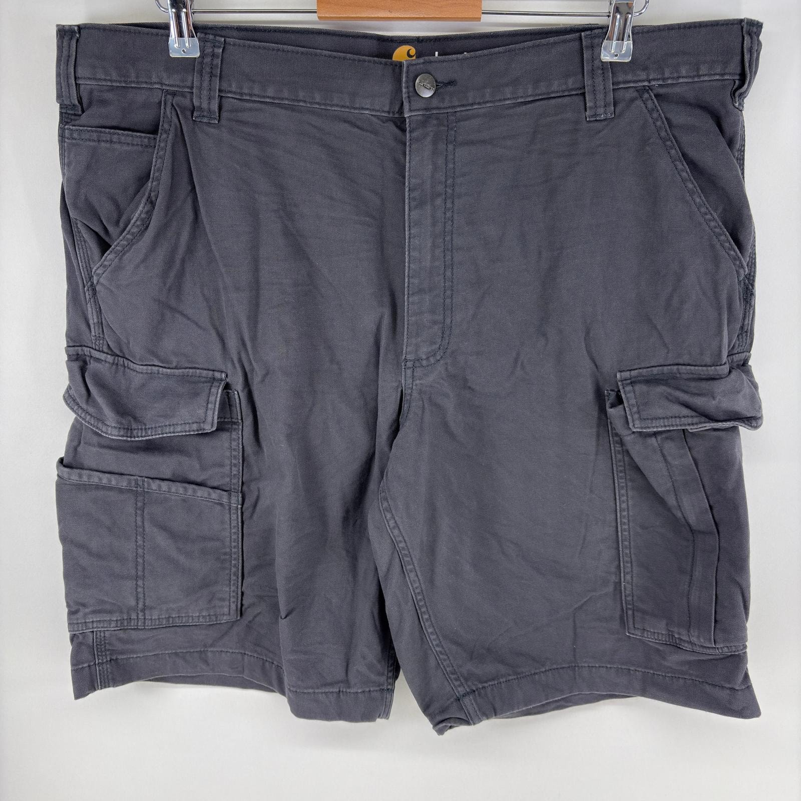 古着 カーハート Carhartt ダック パンツ カーゴ ハーフ ジッパーフライ 大きいサイズ ワーク ショート w40  グレー系 メンズ