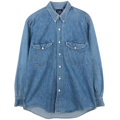 古着 90年代 ギャップ GAP オールドギャップ 長袖 ボタンダウンデニムシャツ メンズM相当 ヴィンテージ/eaa646644