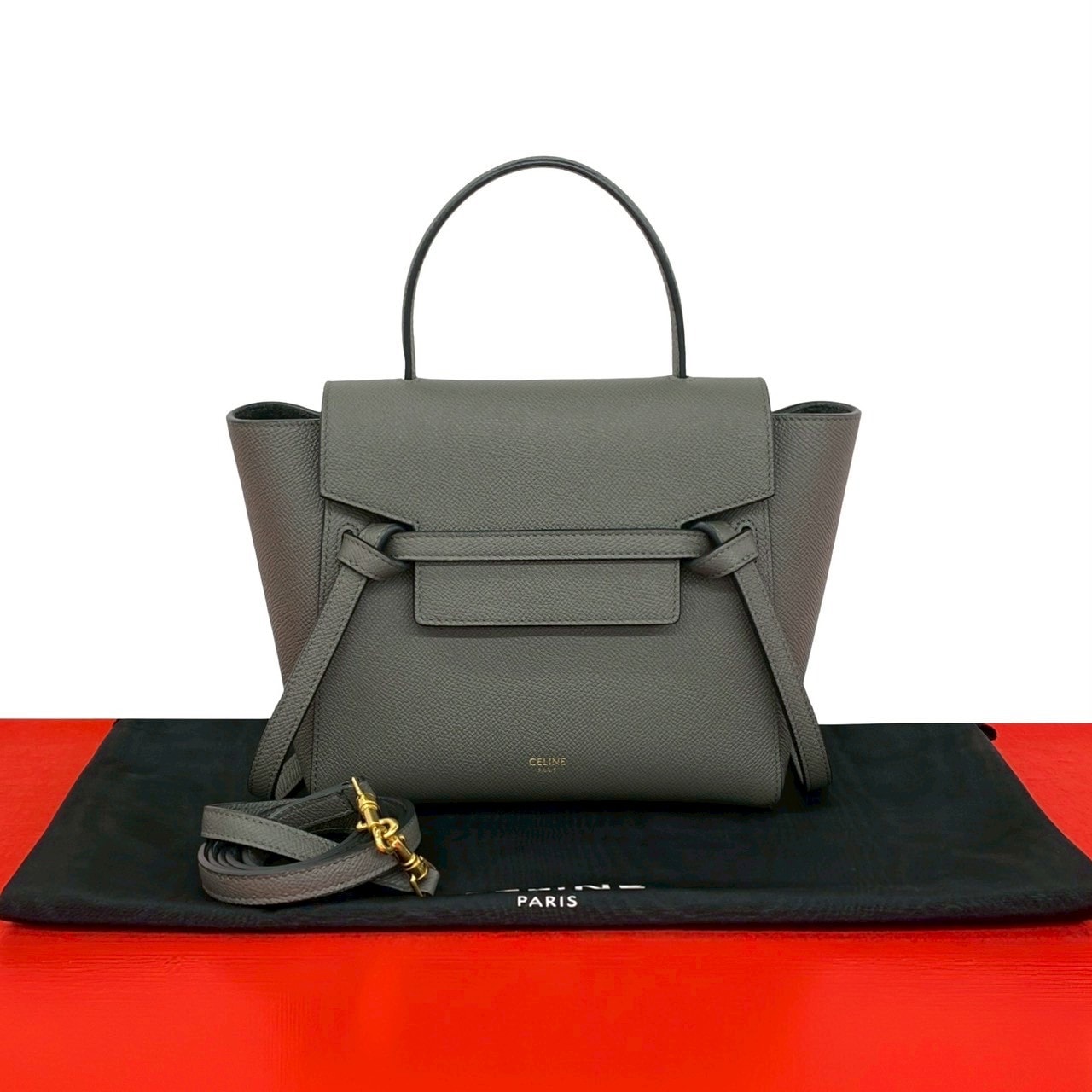 【即購入×コメント】新品同様CELINEセリーヌベルトバッググレーナノ CELINE（セリーヌ） ベルトバッグ ナノ 2way ショルダー レザー グレー