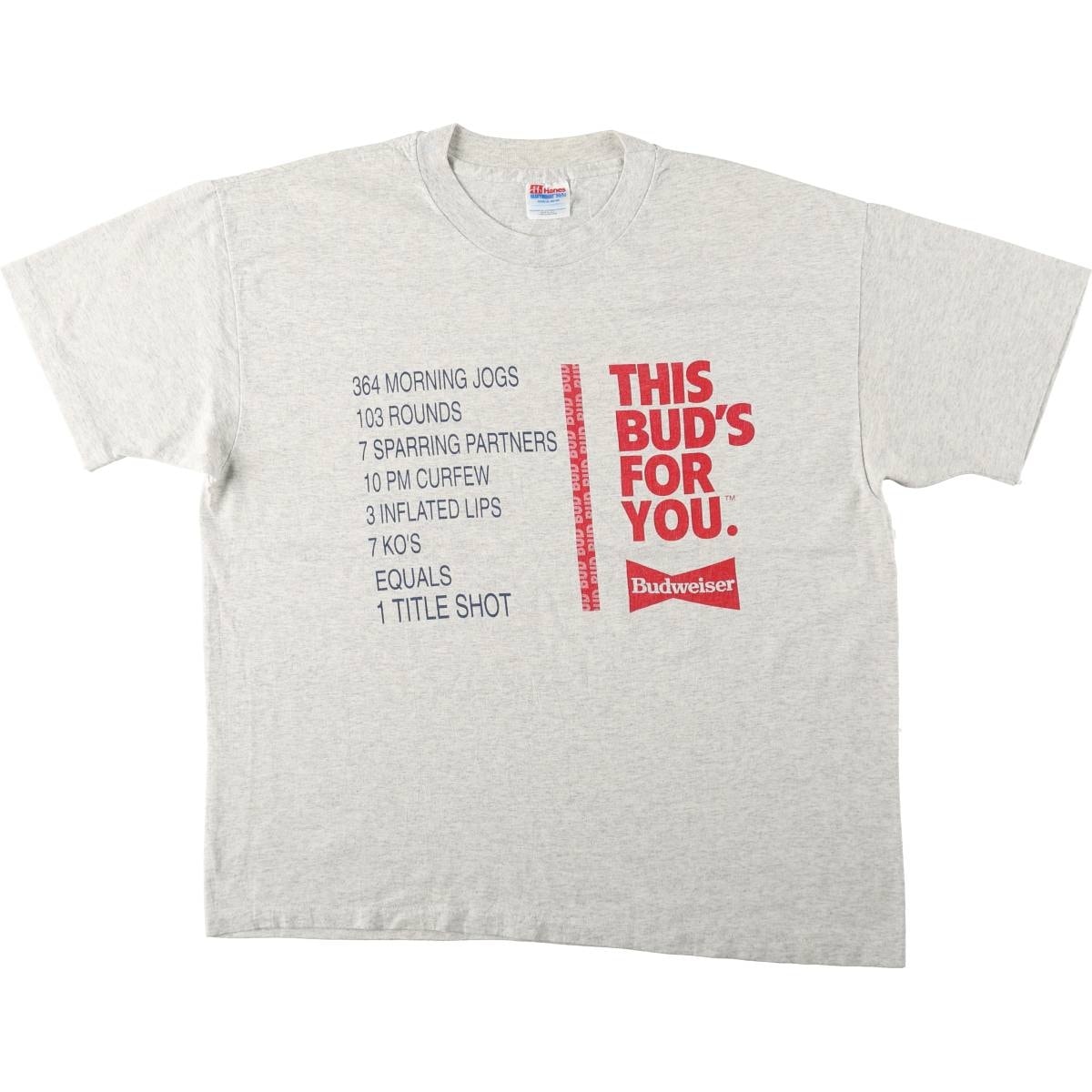 古着 90年代 ヘインズ Hanes HEAVYWEIGHT 50/50 BUDWEISER バドワイザー アドバタイジングTシャツ USA製 メンズXL相当 ヴィンテージ/eaa667006