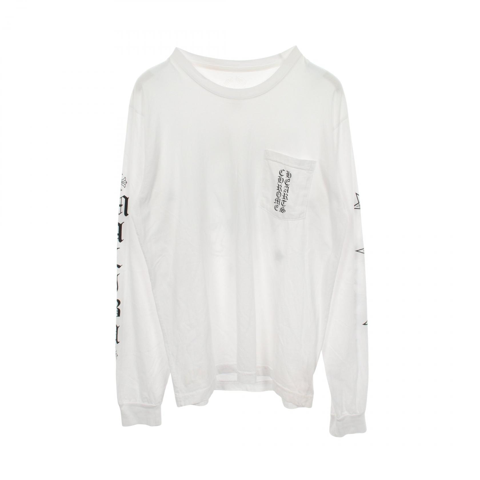 クロムハーツ CHROME HEARTS マリブ限定 ホースシュー バックプリント ポケット付き 長袖Tシャツ 衣料品 トップス コットン メンズ ホワイト系 【中古】