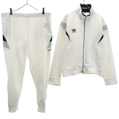adidas アディダス 80s デサント製 ヴィンテージ ジャージジャケット 上下セットアップ O 白