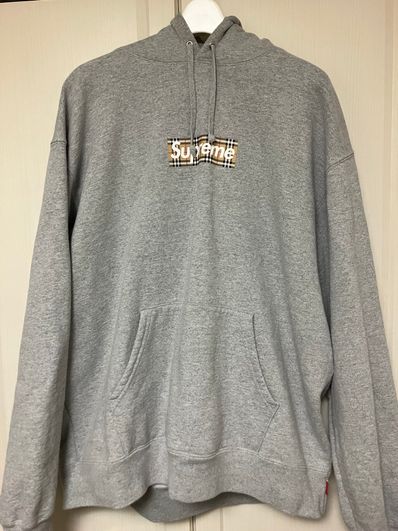 Supreme / Burberry Box Logo Hooded Sweatshirt "Heather Grey"