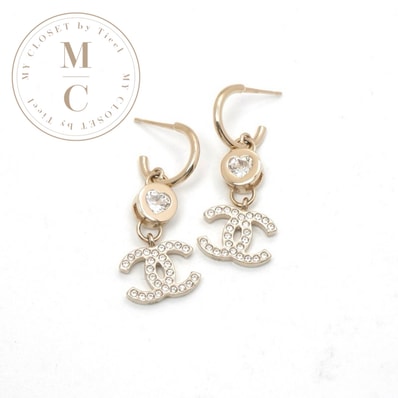 シャネル CHANEL ピアス イヤリング ゴールド ココマーク クリスタル ラインストーン ハート