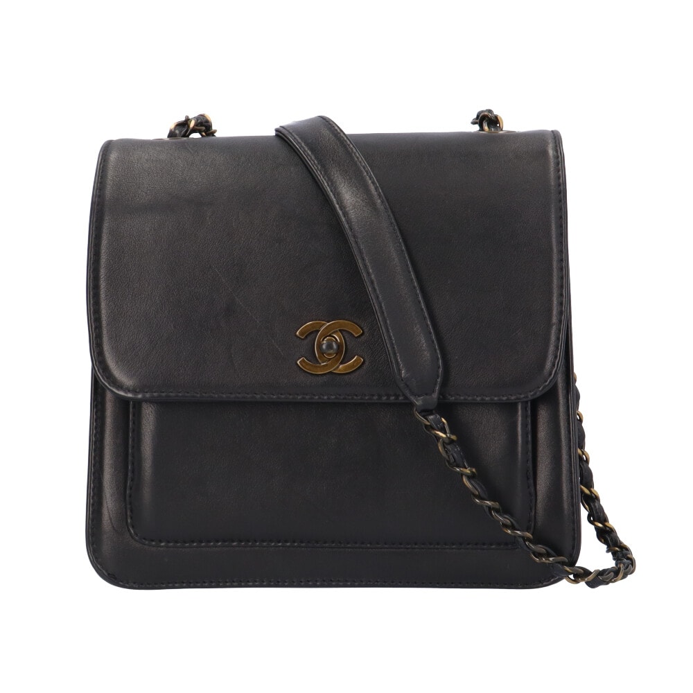 シャネル ショルダーバッグ レザー ブラック レディース CHANEL  中古