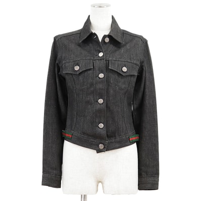 【極美品】GUCCI グッチ デニムジャケット サイズ 40 レディース Gジャン シェリーライン ロゴボタン アウター ブラック 黒 イタリア製