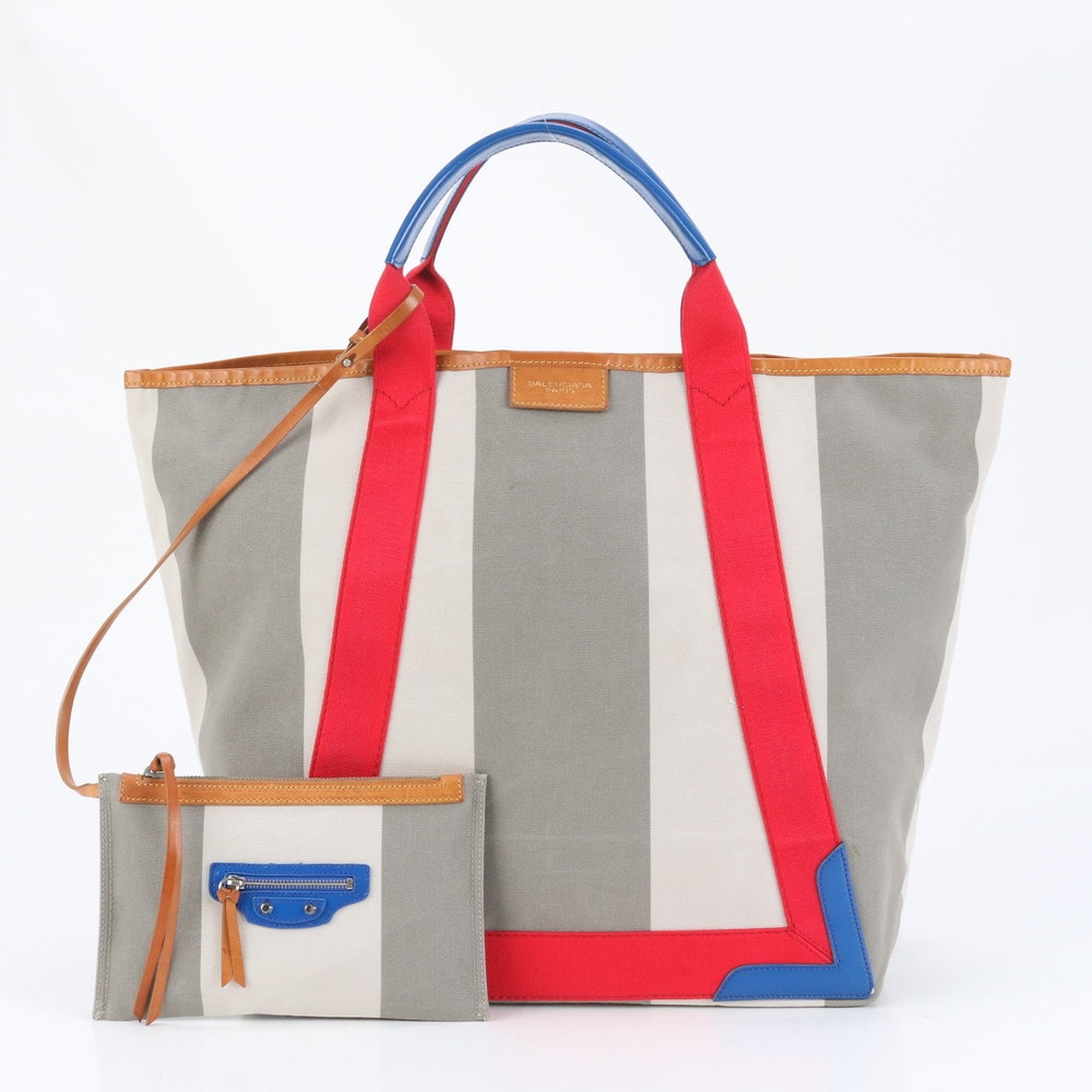 ■極美品 バレンシアガ シーショア ストライプ 253464 トート バッグ