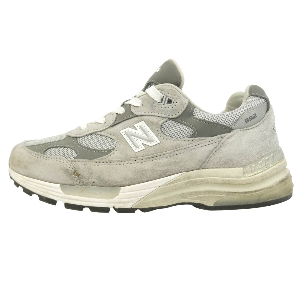 NEW BALANCE ニューバランス U992GY 【フェイクバスターズ鑑定済】USA製 992 Gray スエード メッシュ ローカット スニーカー グレー系 チャコール系 26.5cm【中古】